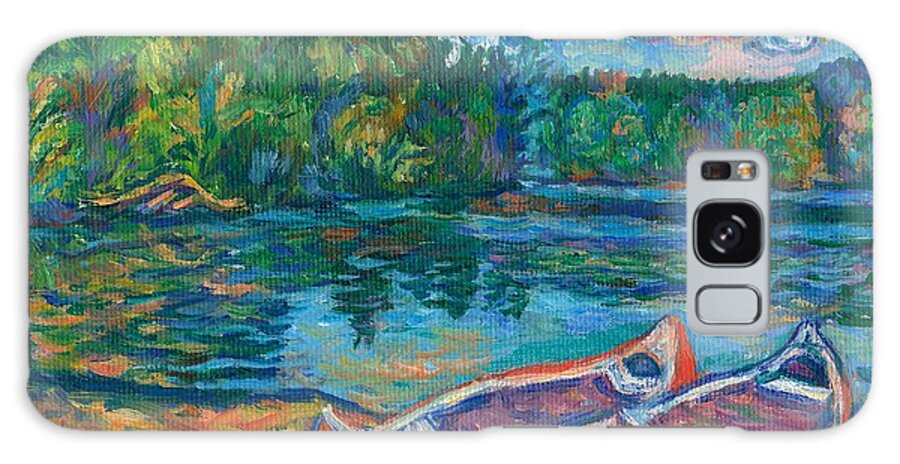 Landscape Galaxy Case featuring the painting Canoes at Mountain Lake Sketch by Kendall Kessler