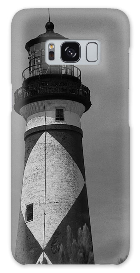 Lighthouse Galaxy Case featuring the photograph Cape Lookout Light Black and White 2 by Cathy Lindsey