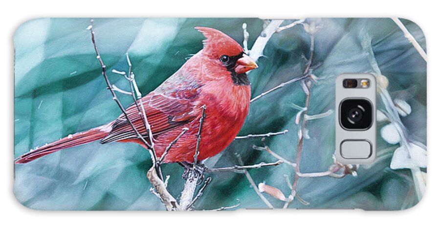 Cardinal Galaxy Case featuring the painting Cardinal in Winter by Joshua Martin