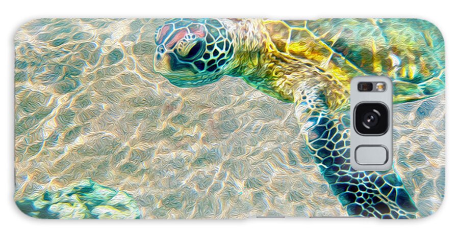 Caribbean Sea Turtle Galaxy Case featuring the mixed media Beautiful Sea Turtle by Jon Neidert