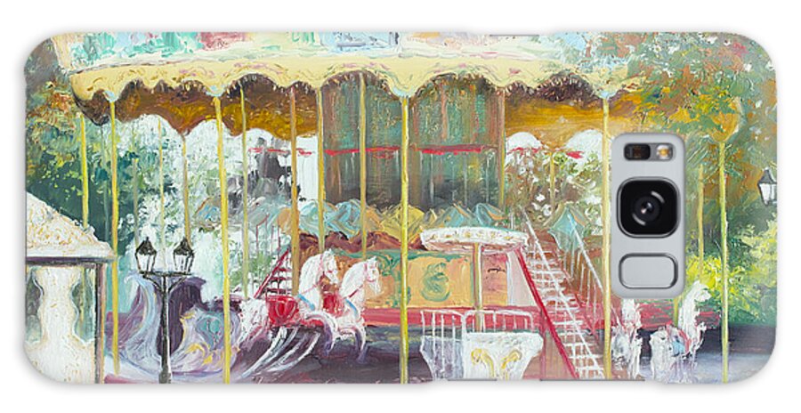 Carousel Galaxy Case featuring the painting Carousel in Montmartre Paris by Jan Matson