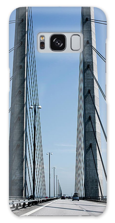 Viewpoint Galaxy Case featuring the photograph Cars On Bridge At Sunny Day by Johner Images