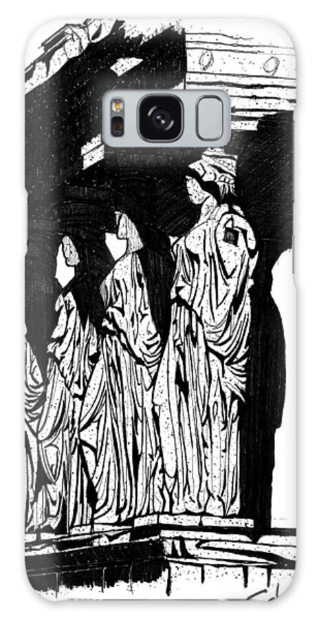 Caryatids Galaxy Case featuring the drawing Caryatids in High Contrast by Calvin Durham