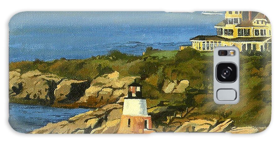 Christine Hopkins Galaxy Case featuring the painting Castle Hill Light and Inn Newport Rhode Island by Christine Hopkins