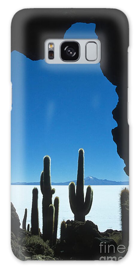 Bolivia Galaxy Case featuring the photograph Cave and cacti Incahuasi Island by James Brunker