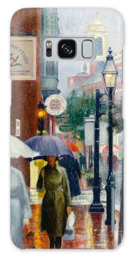 Charles Street Galaxy Case featuring the painting Charles Street Umbrellas by Candace Lovely