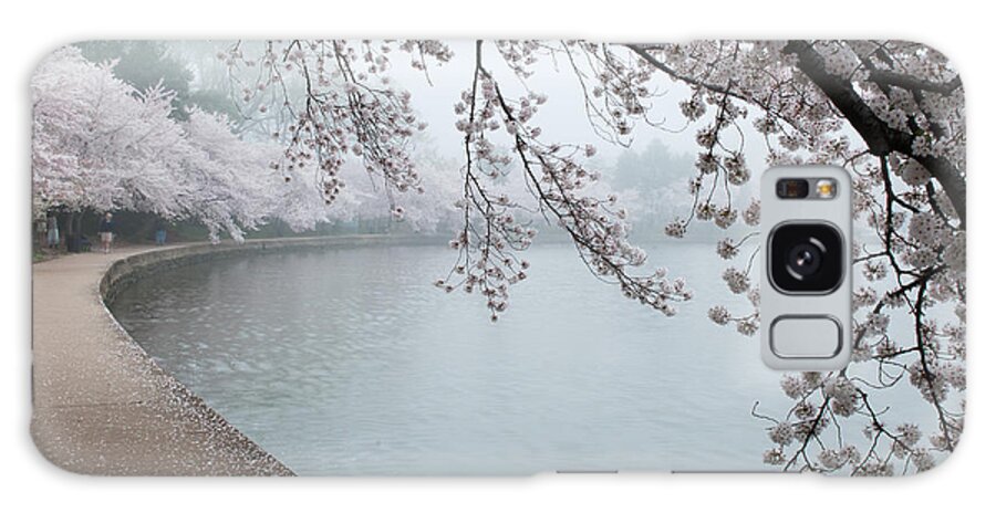 Cherry Trees Galaxy Case featuring the photograph Cherry Trees on Foggy Day by Dennis Kowalewski