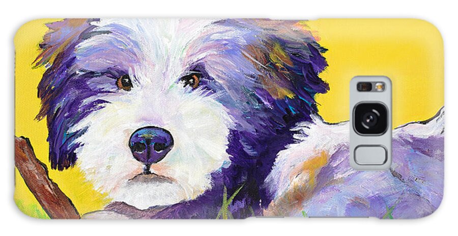 Tibetan Terrier Galaxy Case featuring the painting Chew Stick by Pat Saunders-White