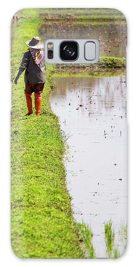 People Galaxy Case featuring the photograph Chiangrai_farmer On A Rice Field by Jean-claude Soboul