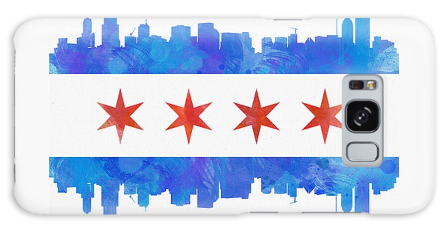 Chicago Galaxy Case featuring the painting Chicago Flag Watercolor by Mike Maher