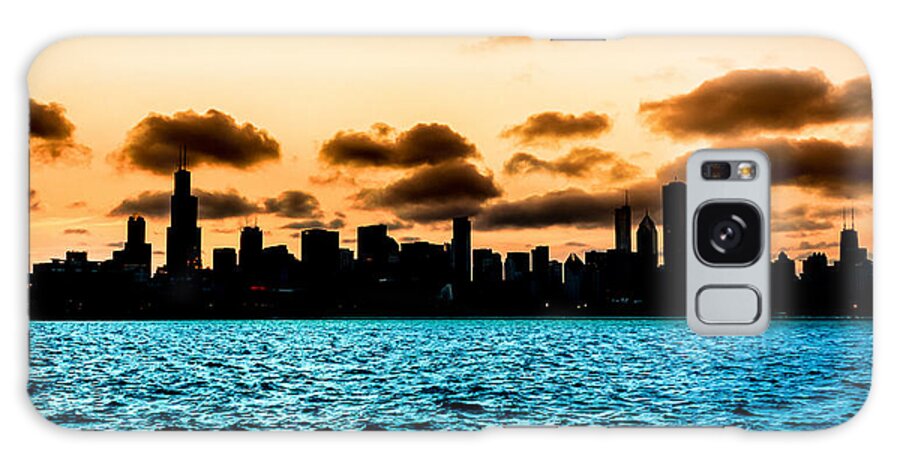 Chicago Skyline Silhouette Galaxy Case featuring the photograph Chicago Skyline Silhouette by Semmick Photo