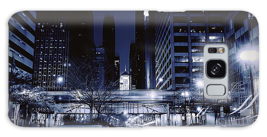 City Scene Galaxy Case featuring the photograph Chicago Street Scene Night by Brett Maniscalco