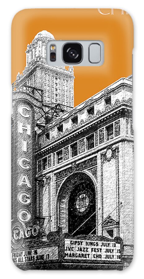 Architecture Galaxy Case featuring the digital art Chicago Theater - Dark Orange by DB Artist