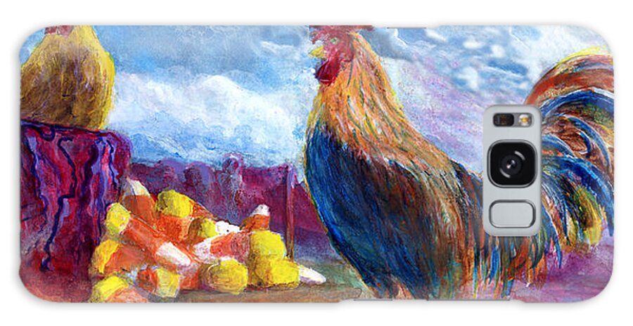 Hen Galaxy Case featuring the painting Chickens and Candy Corn by Lenora De Lude