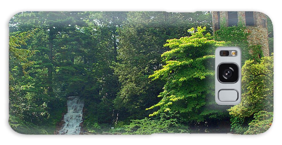 Landscape Galaxy Case featuring the photograph Chime Tower and Waterfall Longwood Gardens by Barbara McDevitt