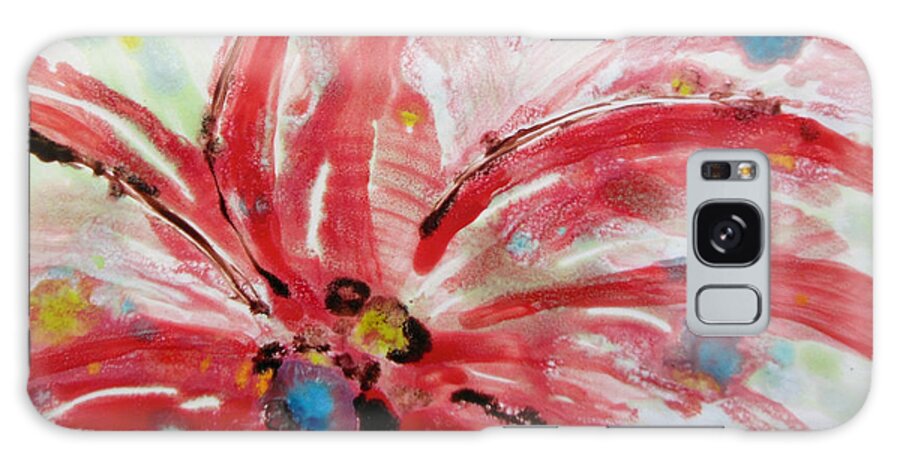 Red Flower Galaxy Case featuring the painting Chinese Red Flower by Joan Reese