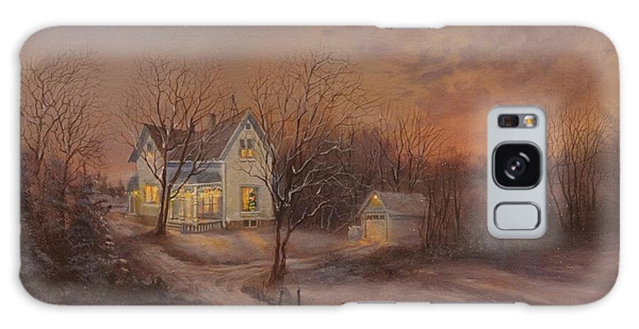  Christmas Galaxy Case featuring the painting Christmas at the Farm by Tom Shropshire