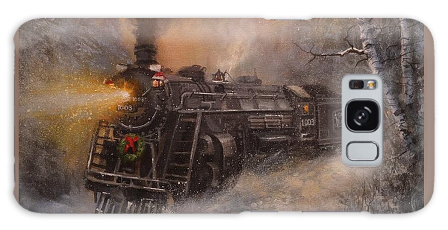 Trains Galaxy Case featuring the painting Christmas Train in Wisconsin by Tom Shropshire