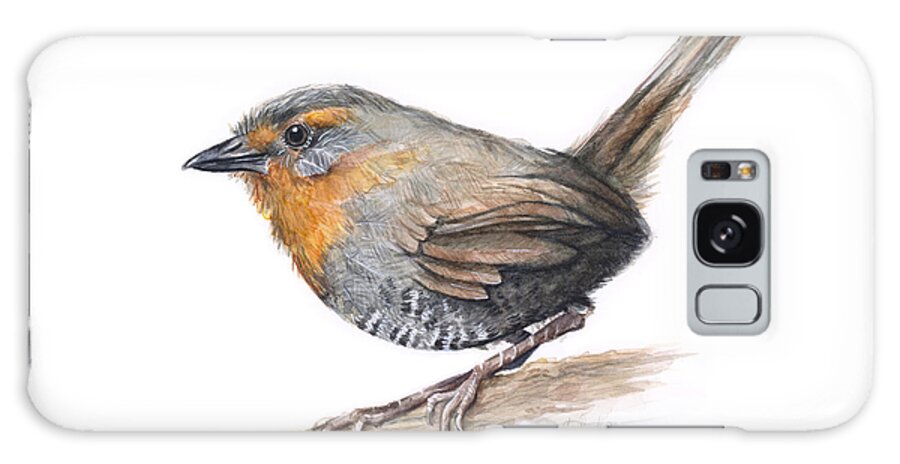 Chucao Galaxy Case featuring the painting Chucao Tapaculo Watercolor by Olga Shvartsur