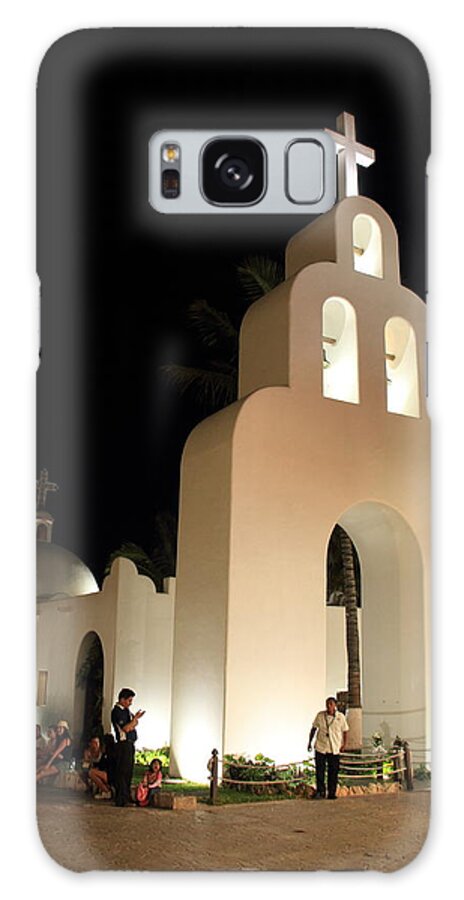 Church Galaxy Case featuring the photograph Church at Night in Playa del Carmen by Roupen Baker