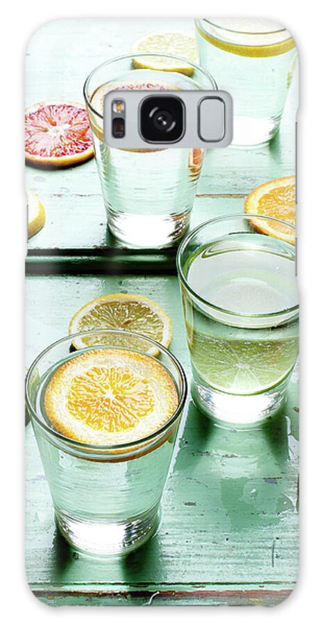 Orange Galaxy Case featuring the photograph Citrus, Glass, Water by Horváth-gallai Beatrix