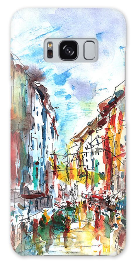 Street Galaxy Case featuring the painting City Life... by Faruk Koksal