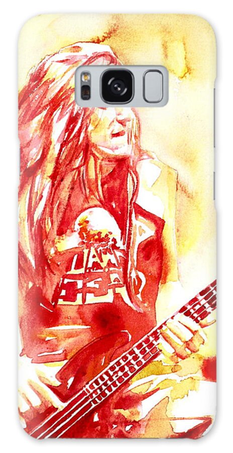 Cliff Galaxy Case featuring the painting Cliff Burton Playing Bass Guitar Portrait.1 by Fabrizio Cassetta