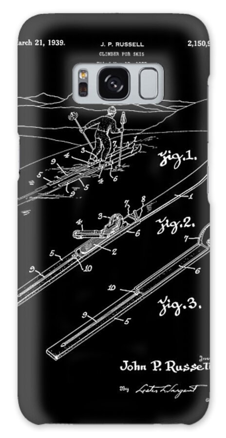Snow Galaxy S8 Case featuring the digital art Climber for Skis 1939 Russell Patent Art by Lesa Fine