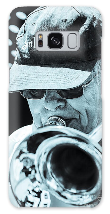 Brass Galaxy S8 Case featuring the photograph Close Up Of Male Trombone Player In Baseball Cap by Peter Noyce