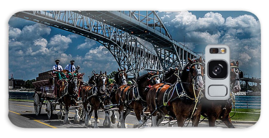 Clydesdale's Galaxy S8 Case featuring the photograph Clydesdales and Blue water Bridges by Ronald Grogan