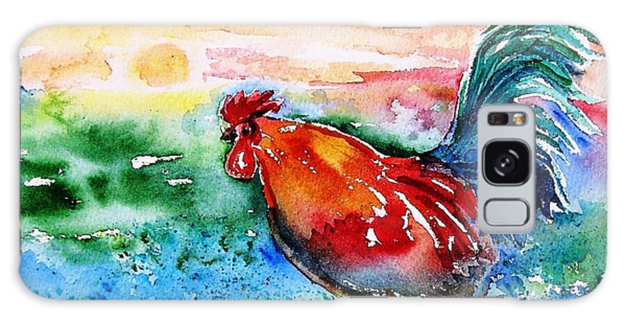 Cockerel Galaxy Case featuring the painting Cock a Doodle Doo by Trudi Doyle