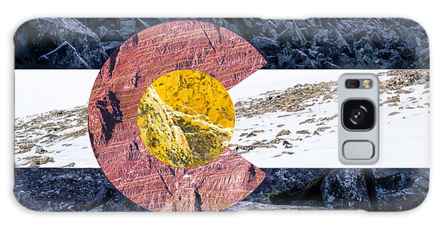 Colorado Galaxy Case featuring the photograph Colorado State Flag with Mountain Textures by Aaron Spong