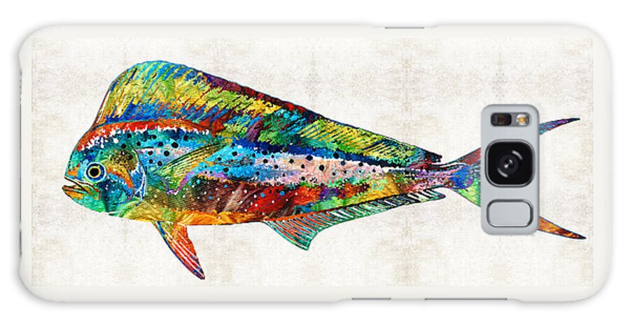 Fish Galaxy Case featuring the painting Colorful Dolphin Fish by Sharon Cummings by Sharon Cummings