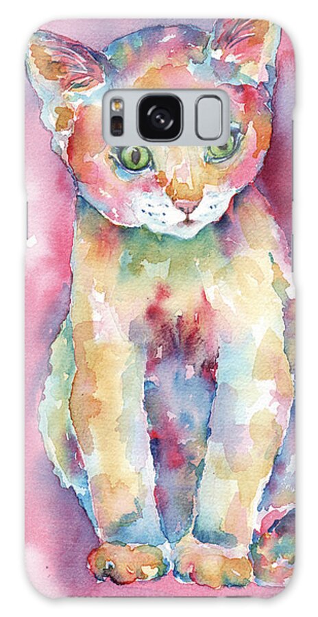 Cat Painting Galaxy Case featuring the painting Colorful Kitten by Greg and Linda Halom