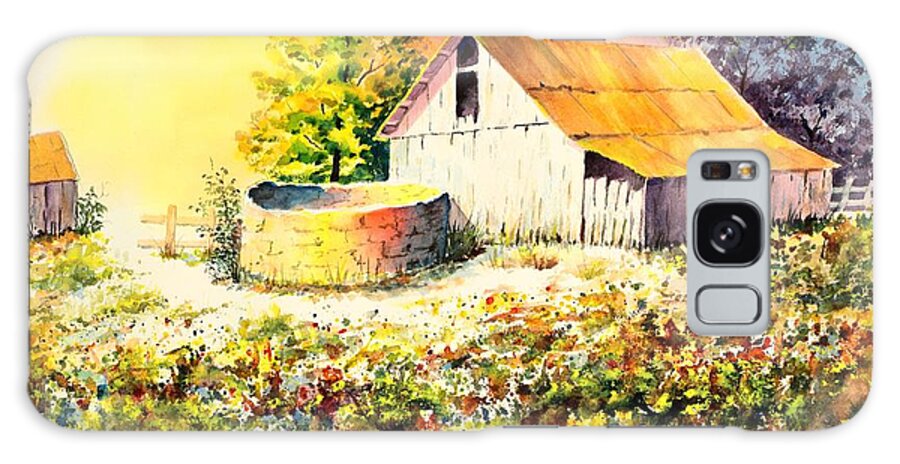 Watercolor Galaxy Case featuring the painting Colorful Old Barn by Pattie Calfy
