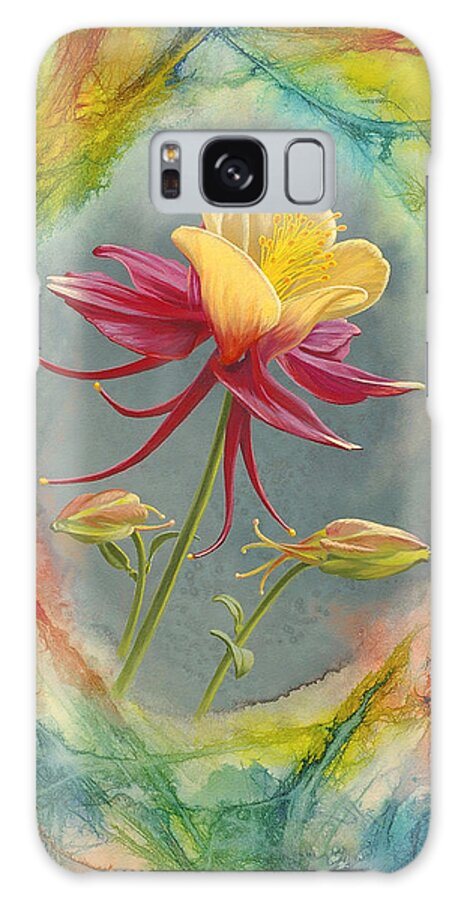 Flowers Galaxy Case featuring the painting 'Columbine in Abstract' by Paul Krapf