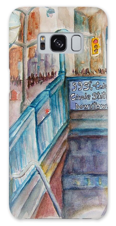 Nyc Galaxy Case featuring the painting Columbus Circle Subway Stop by Elaine Duras