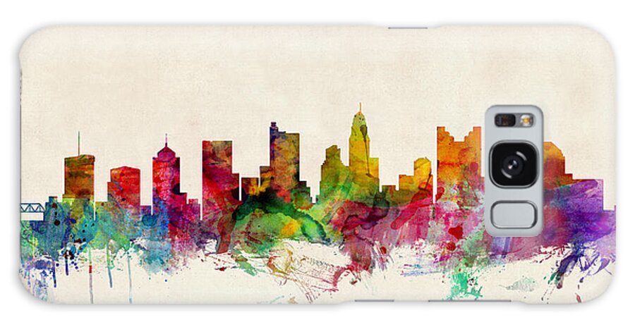 Watercolour Galaxy Case featuring the digital art Columbus Ohio Skyline by Michael Tompsett