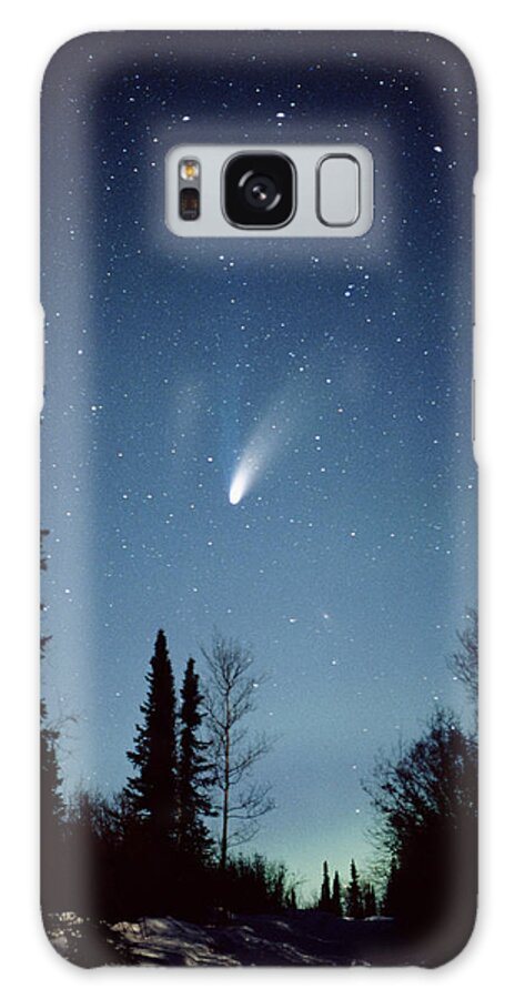 Astronomy Galaxy Case featuring the photograph Comet Hale-bopp And Aurora Borealis by Jack Finch/science Photo Library