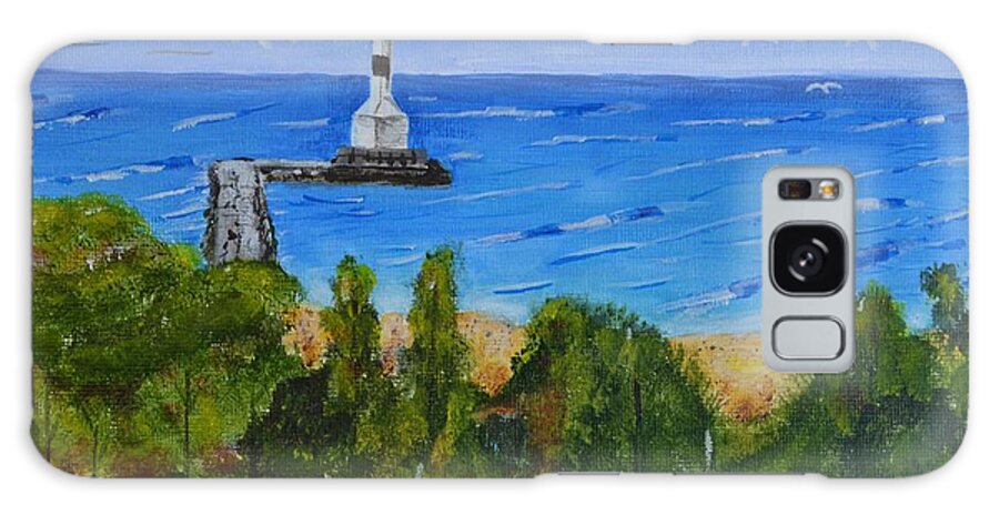 Light Galaxy Case featuring the painting Summer, Conneaut Ohio Lighthouse by Melvin Turner