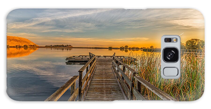 Landscape Galaxy Case featuring the photograph Contra Loma Dock At Sunrise by Marc Crumpler