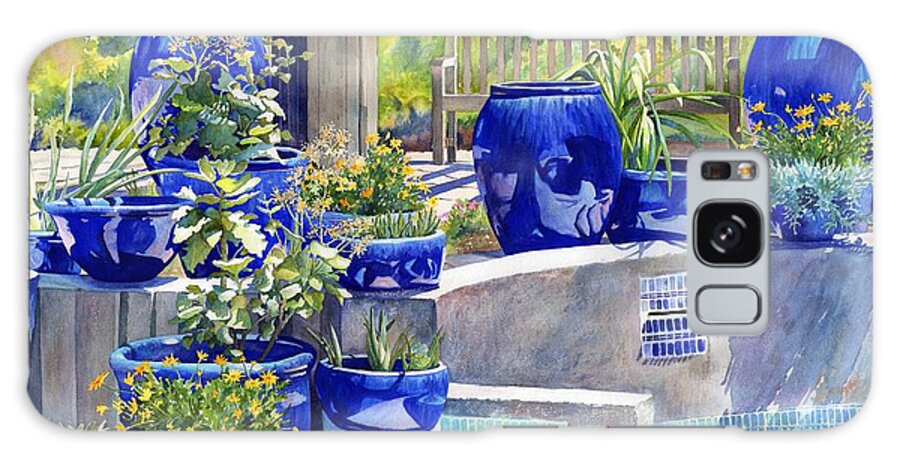 Blue Pots Galaxy Case featuring the painting Cool Blues by Lorraine Watry