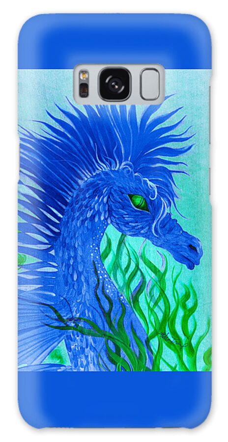 Blue Galaxy S8 Case featuring the painting Cool Sea Horse by Adria Trail