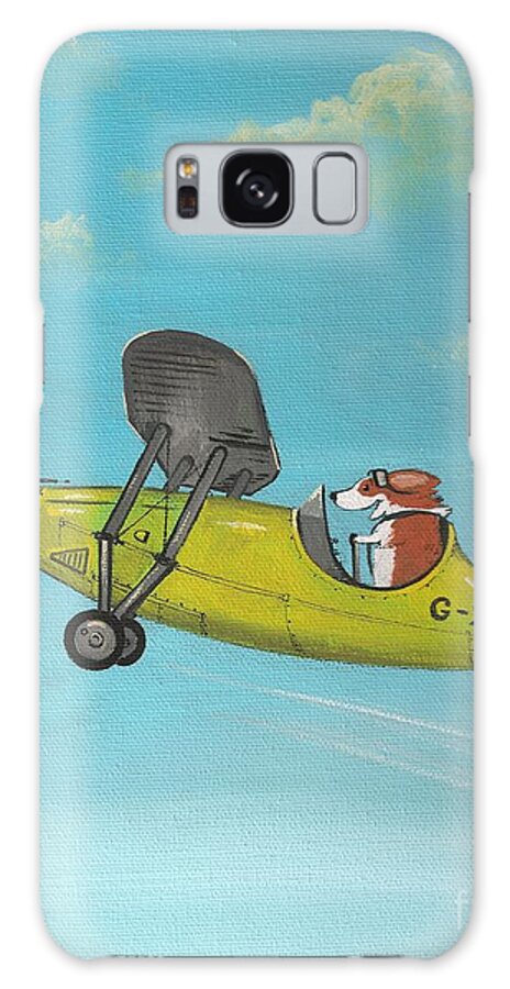 Print Galaxy Case featuring the painting Corgi Aviator by Margaryta Yermolayeva