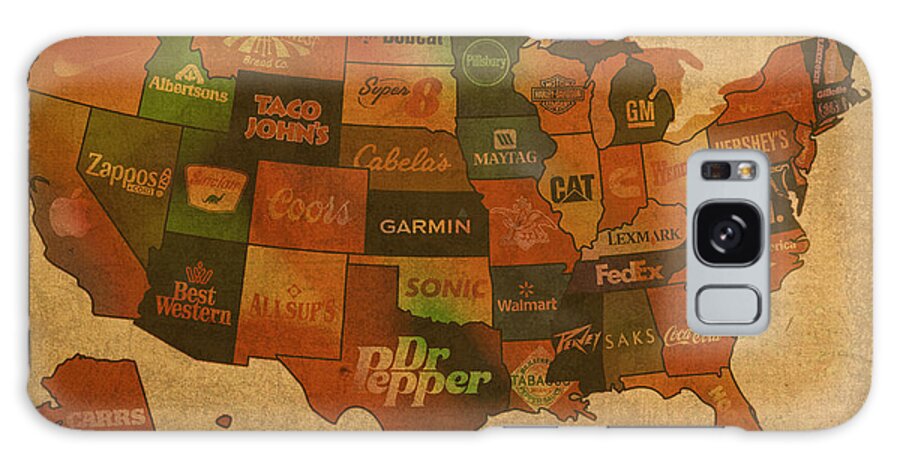 Corporate Galaxy Case featuring the mixed media Corporate America Map by Design Turnpike