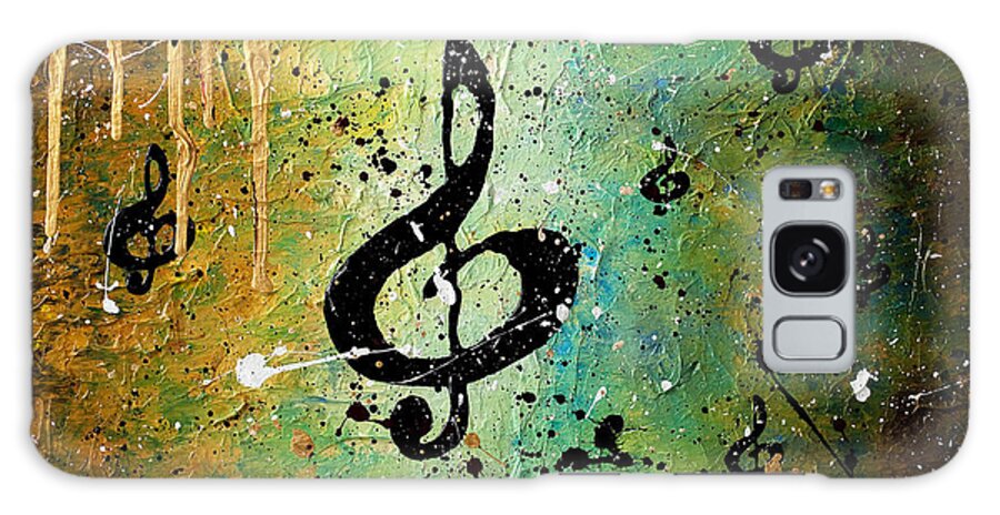 Music Abstract Art Galaxy Case featuring the painting Cosmic Jam by Carmen Guedez
