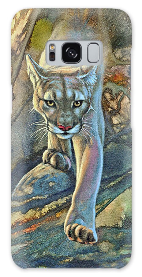 Wildlife Galaxy Case featuring the painting 'Cougar in Abstract' by Paul Krapf