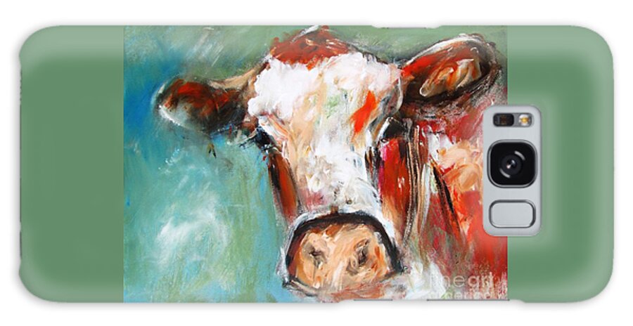 Cow Galaxy Case featuring the painting Bovine wall art paintings of cows by Mary Cahalan Lee - aka PIXI