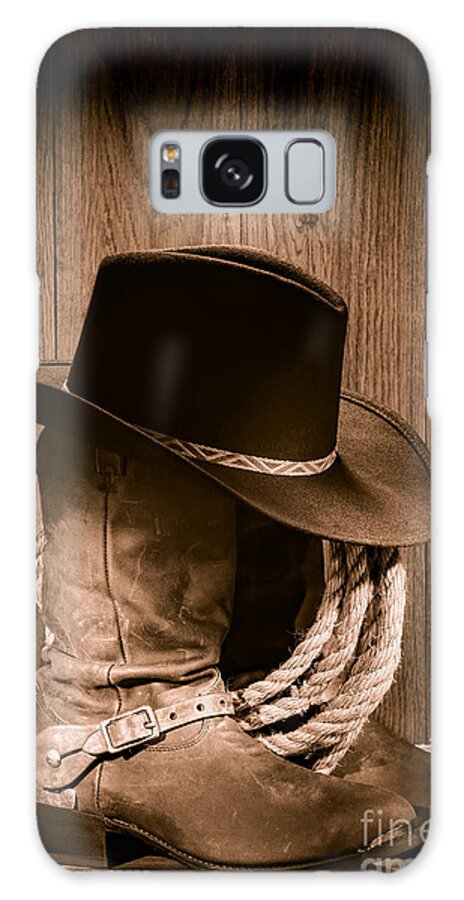 Boots Galaxy S8 Case featuring the photograph Cowboy Hat and Boots by Olivier Le Queinec