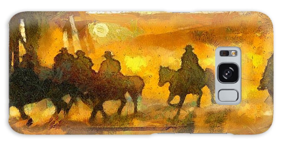 Cowboys Galaxy Case featuring the digital art Cowboys love to ride by Carrie OBrien Sibley